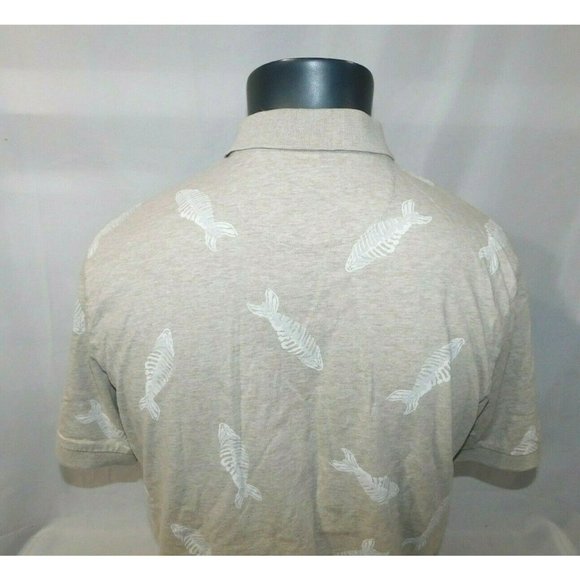 Chaps Mens L Light Brown Beige Fishbone Pattern Polo Shirt Short sleeve . - Picture 7 of 8